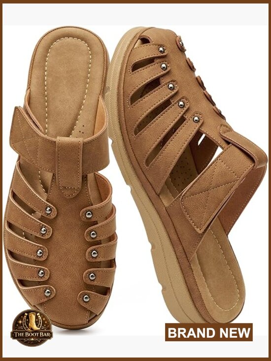 Shoes - Closed Toe Mules with Memory Foam Insole Slip On Sandals